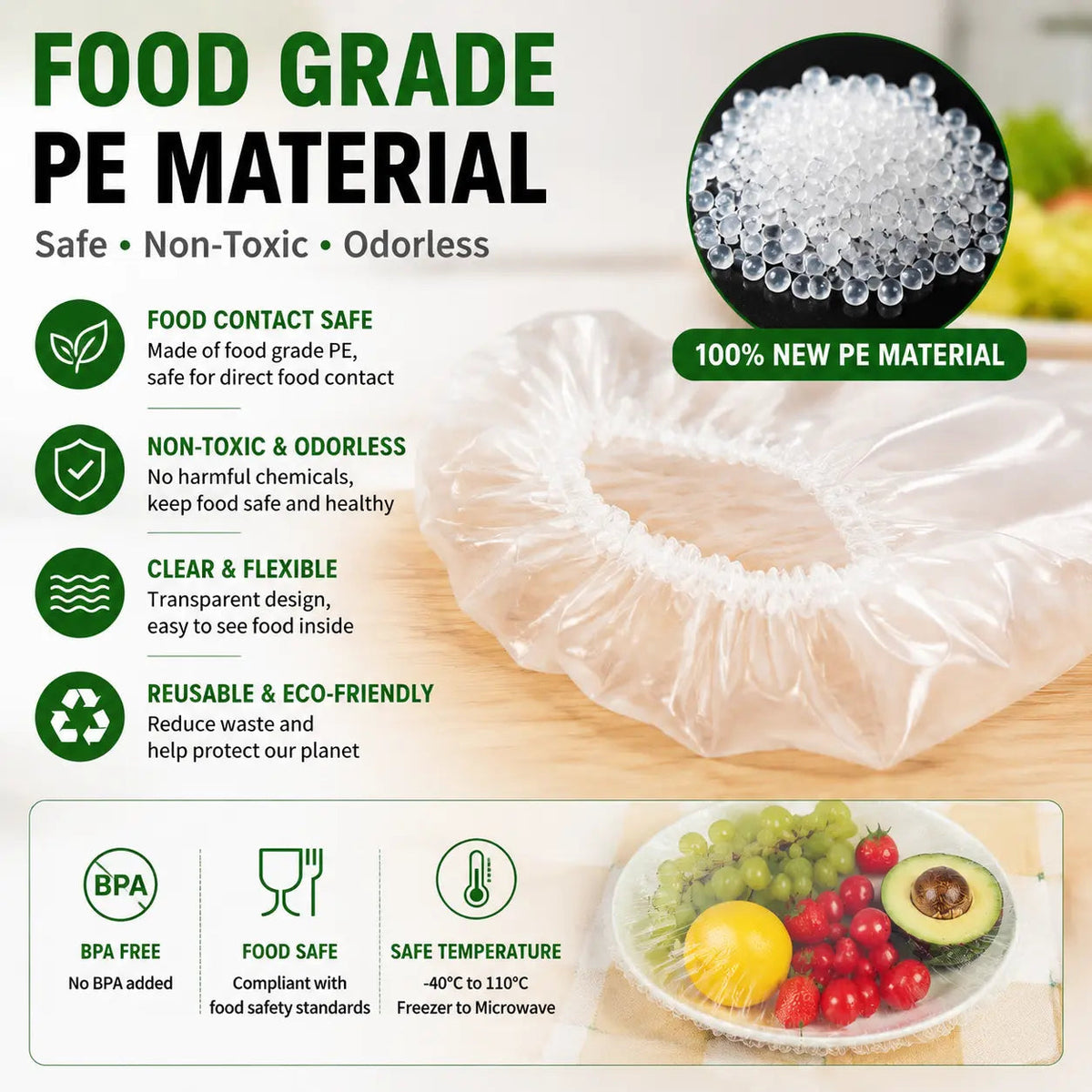 🔥🔥100PCS Disposable Stretch Food Covers for Bowls & Plates