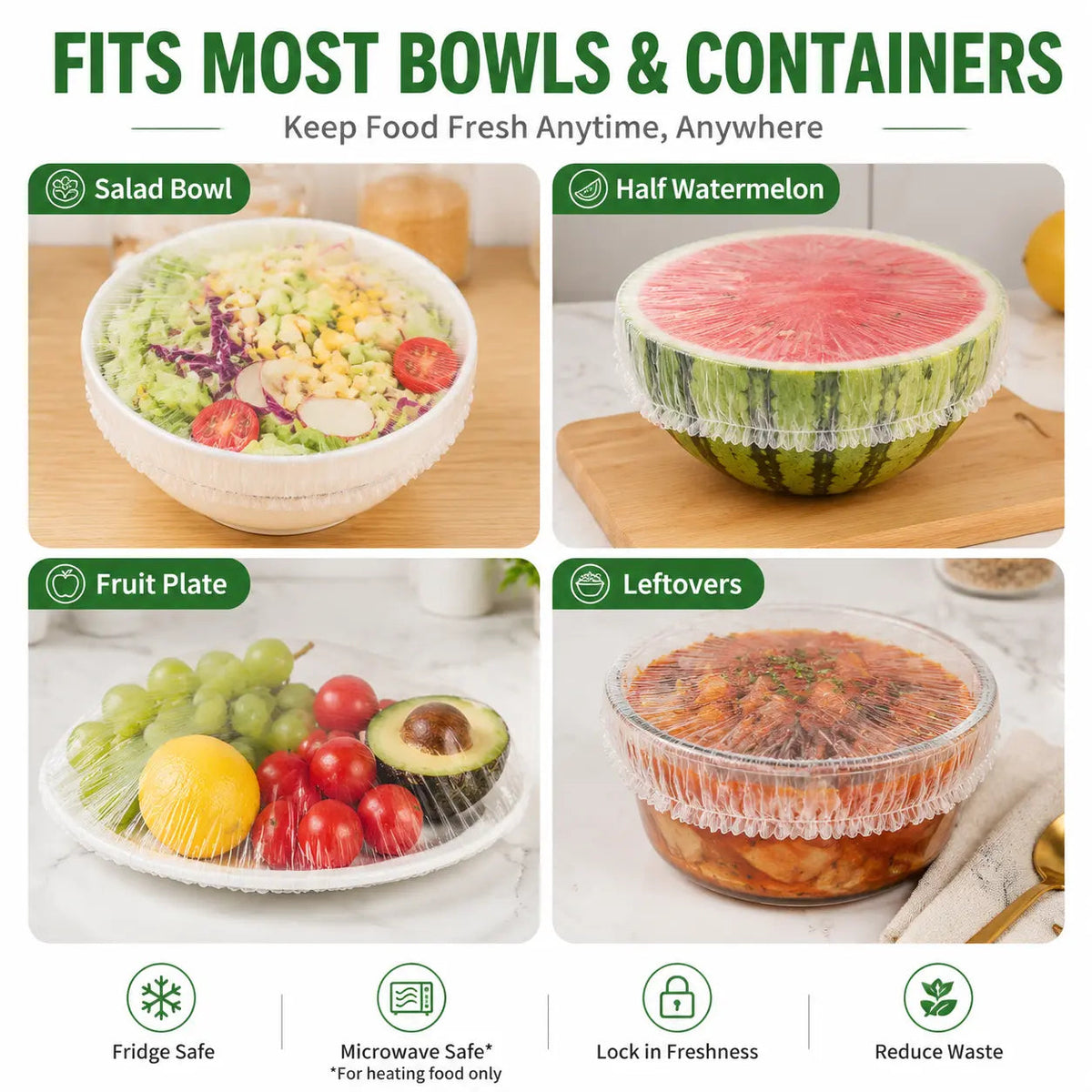 🔥🔥100PCS Disposable Stretch Food Covers for Bowls & Plates