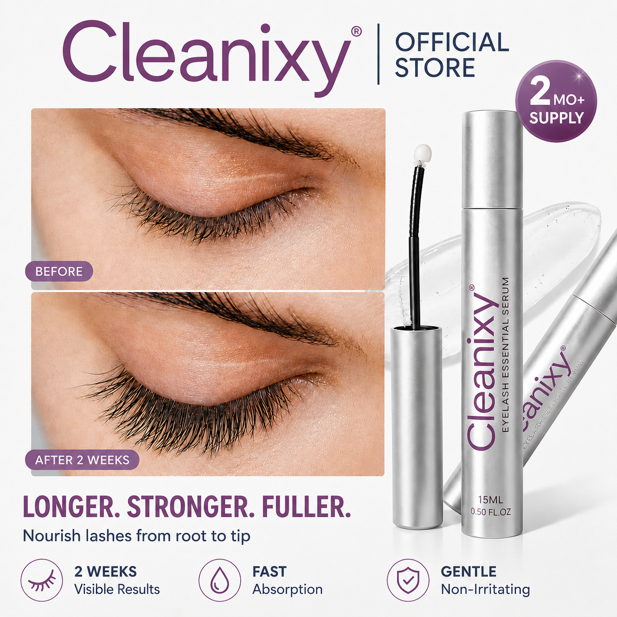 Buy 1 Get 1 Free ✨ Eyelash Growth Serum (Large Size) — Achieve fuller, thicker lashes in just 2 weeks.